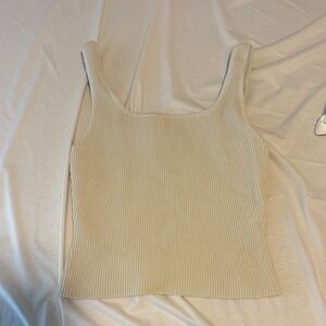 Babaton Beige Ribbed Contour Tank Top